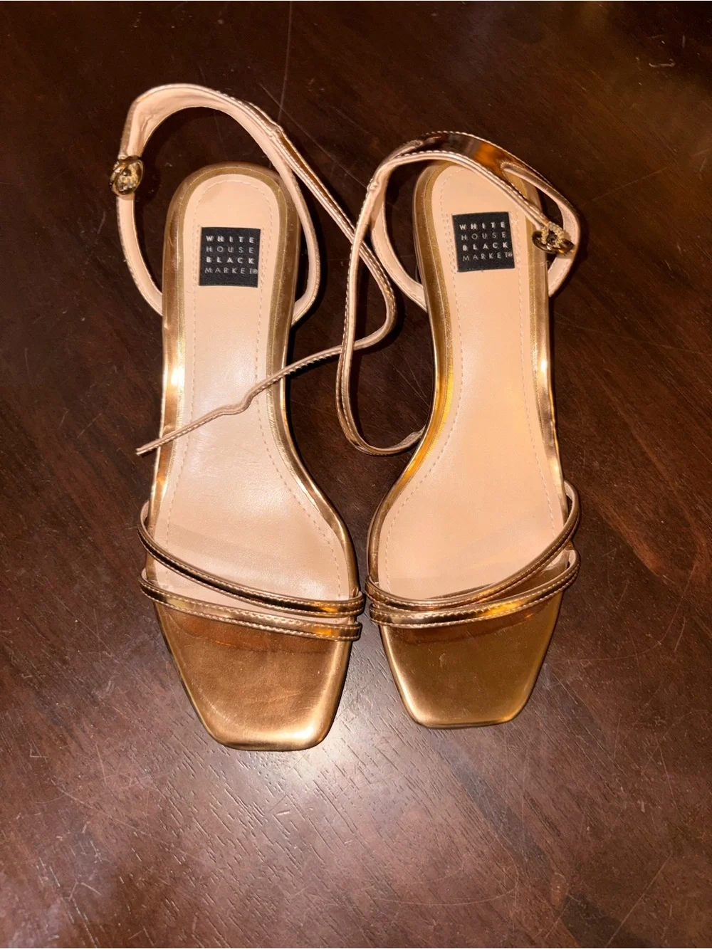 White House Black Market Metallic Gold Strappy Heeled Sandals
